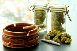 marijuana joints and jars