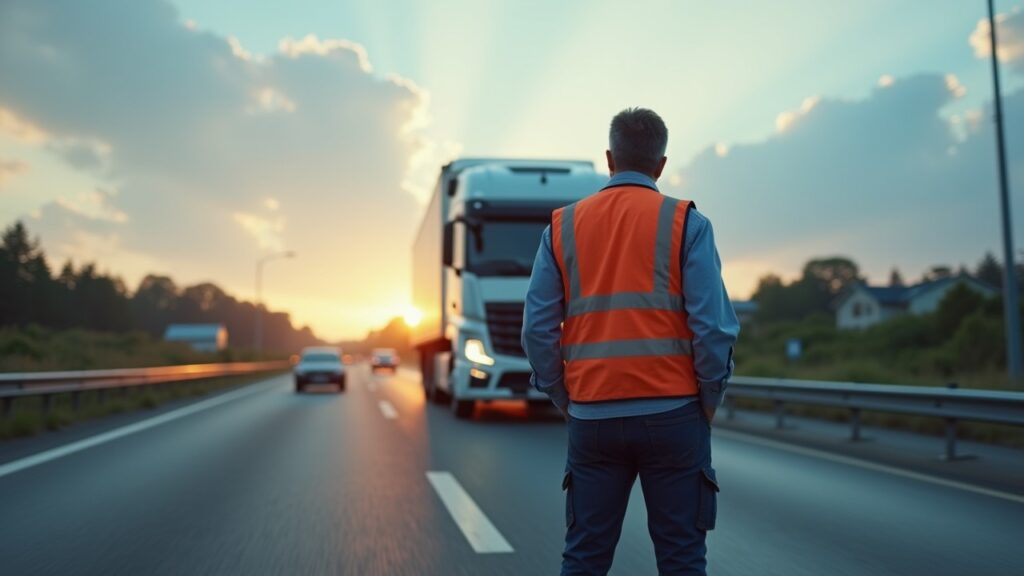 truck-driver-standing-by-truck-highway