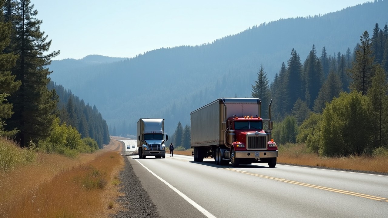 two-semis-highway-northern-ca